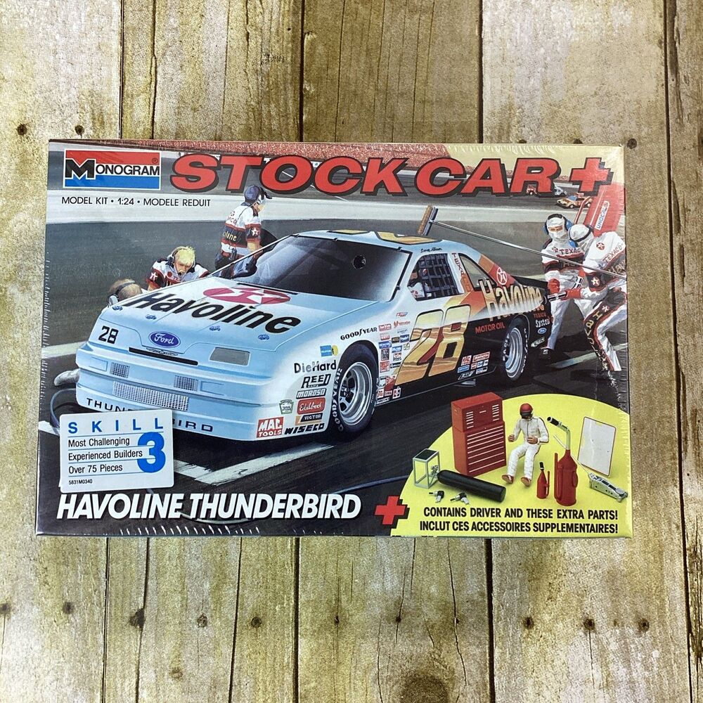 Monogram Stock Car Havoline Thunderbird Model Kit Davey Allison Driver Tools 75p
